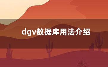 dgv数据库用法介绍