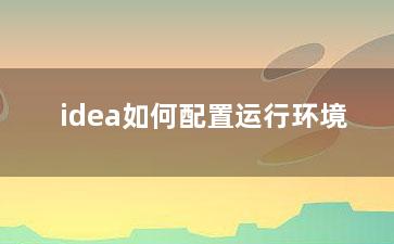 idea如何配置运行环境