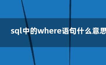 sql中的where语句什么意思