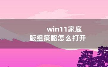 win11家庭版组策略怎么打开