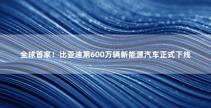 全球首家！比亚迪第600万辆新能源汽车正式下线