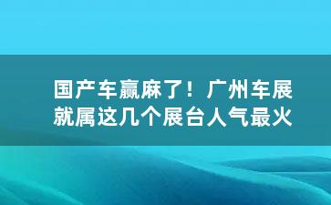 国产车赢麻了！广州车展就属这几个展台人气最火