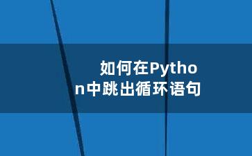 如何在Python中跳出循环语句