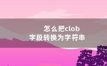 怎么把clob字段转换为字符串