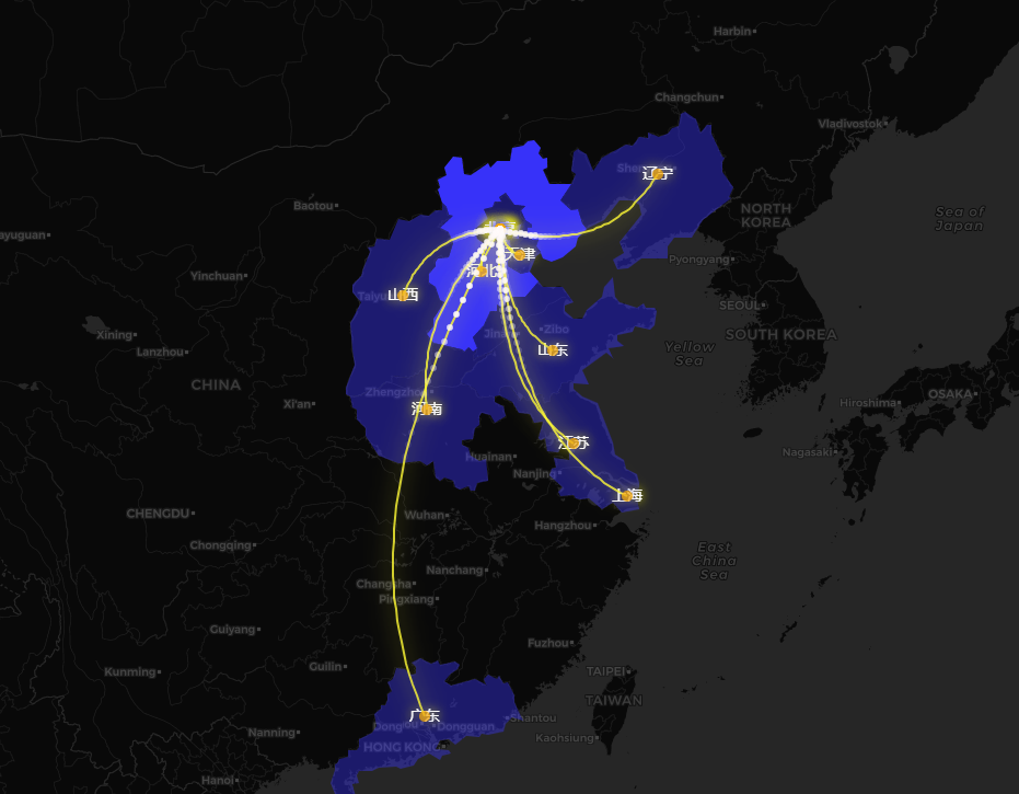 esri-leaflet使用mapv实现迁徙图